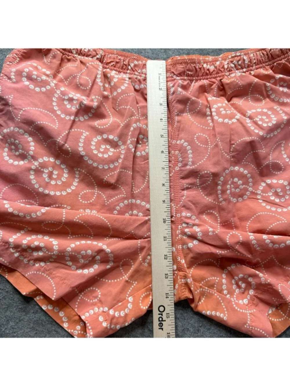 Tommy Bahama Swim Trunks Men L Orange Nylon Lined Geometric Built in Brief 18
